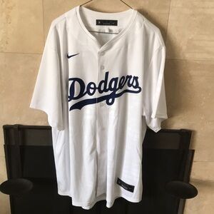 Los Angeles Dodgers White Nike Button-Up Jersey